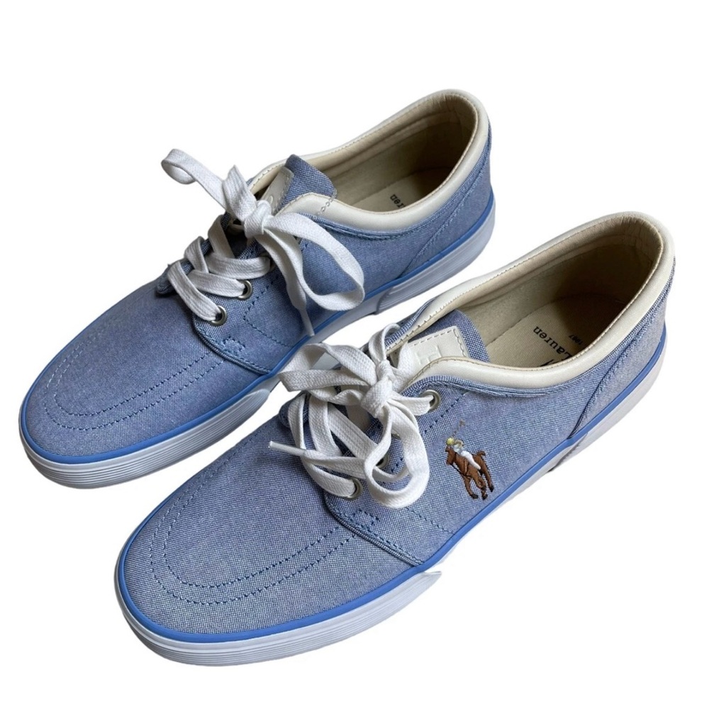 Polo Ralph Lauren Men's Size 8D Blue Low Faxon Classic‎ Denim Sneakers New